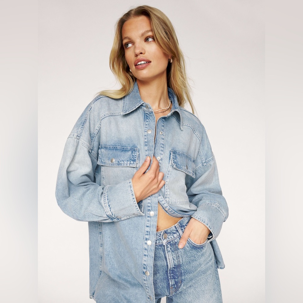 Reformation Ace Oversized Denim Shirt Jacket M